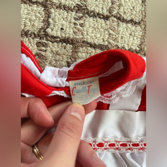 Vintage white/red embroidered smocked dress styled by Cradle Togs - Picture 3 of 4